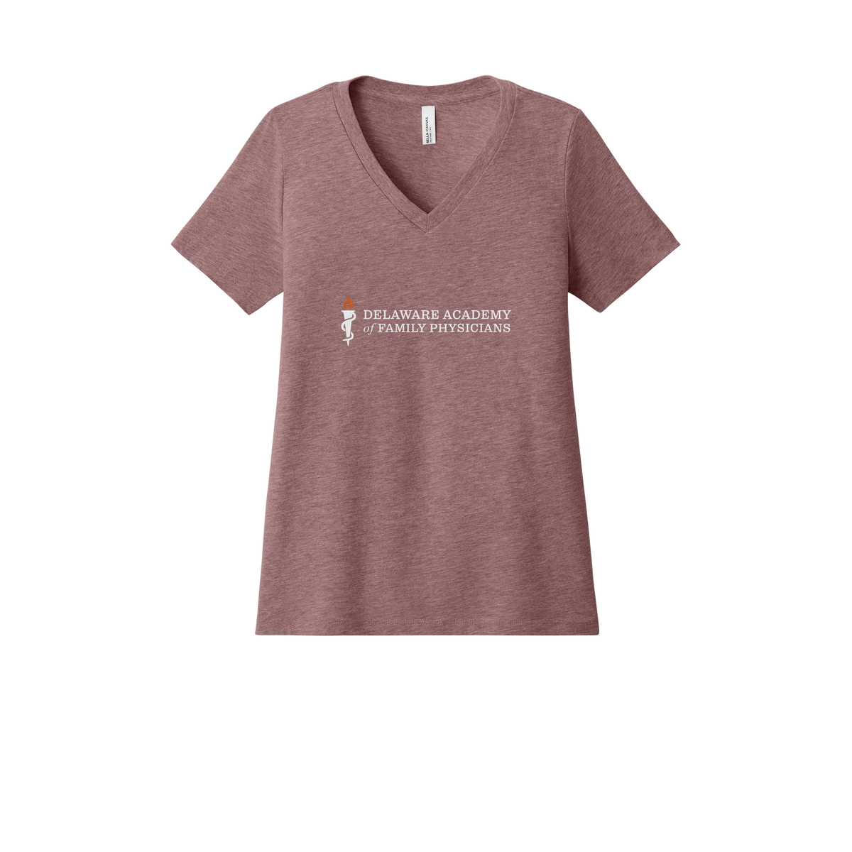 delfamdoc-womens-relaxed-v-neck-tee-dtf-front-6405CVC-heathermauve-flat-front
