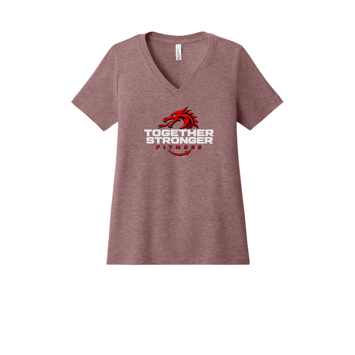 togetherstrongerfitness-womens-relaxed-v-neck-tee-dtf-front-6405CVC-heathermauve-flat-front