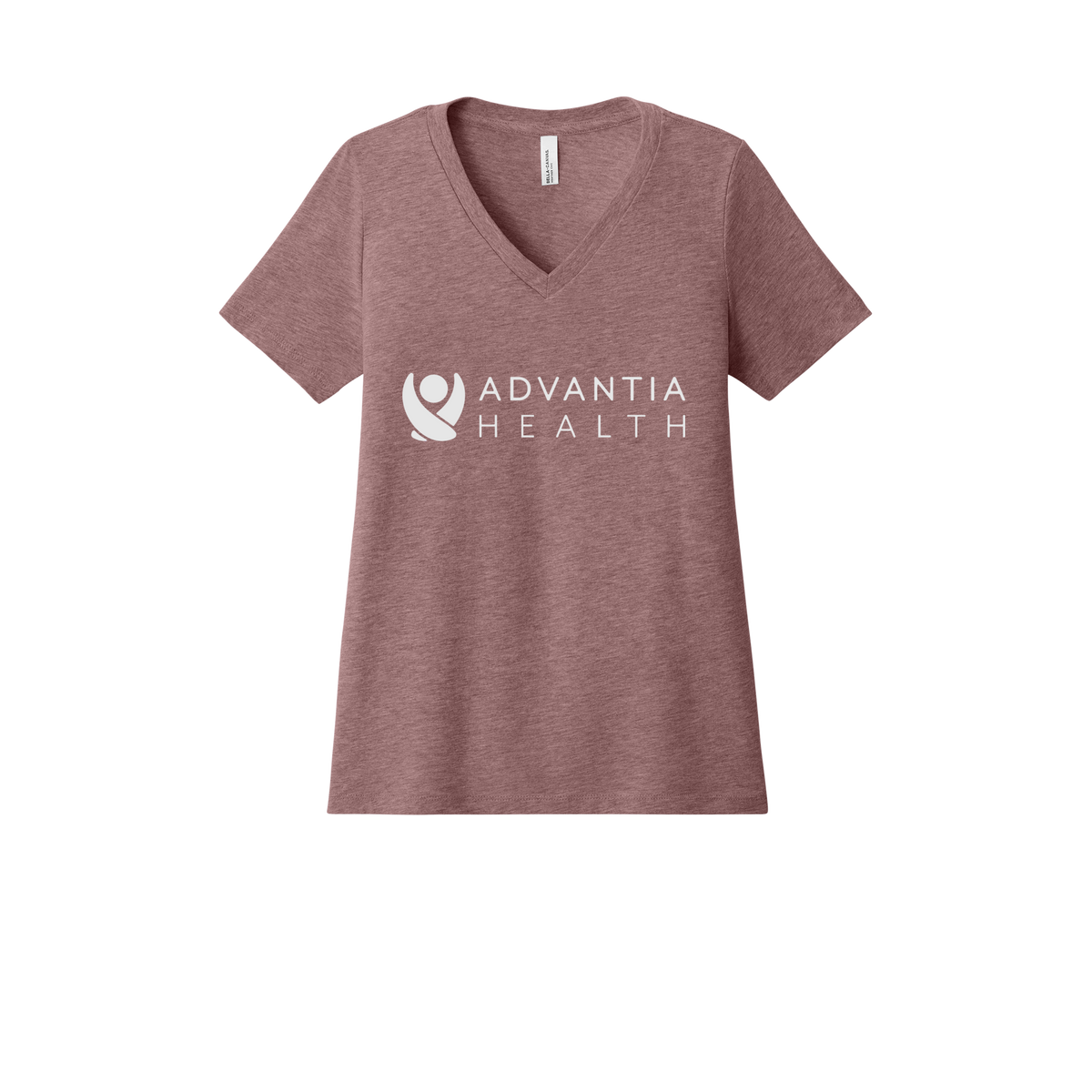 advantiahealth-womens-relaxed-v-neck-tee-dtf-front-6405CVC-heathermauve-flat-front