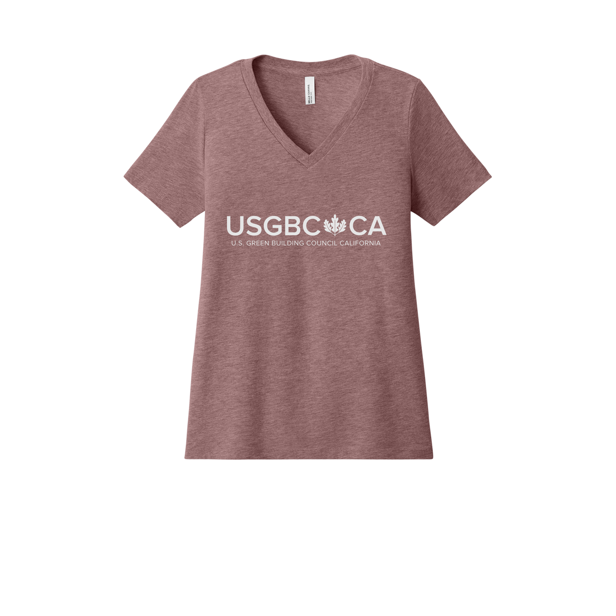 usgbc-ca-womens-relaxed-v-neck-tee-dtf-front-6405CVC-heathermauve-flat-front