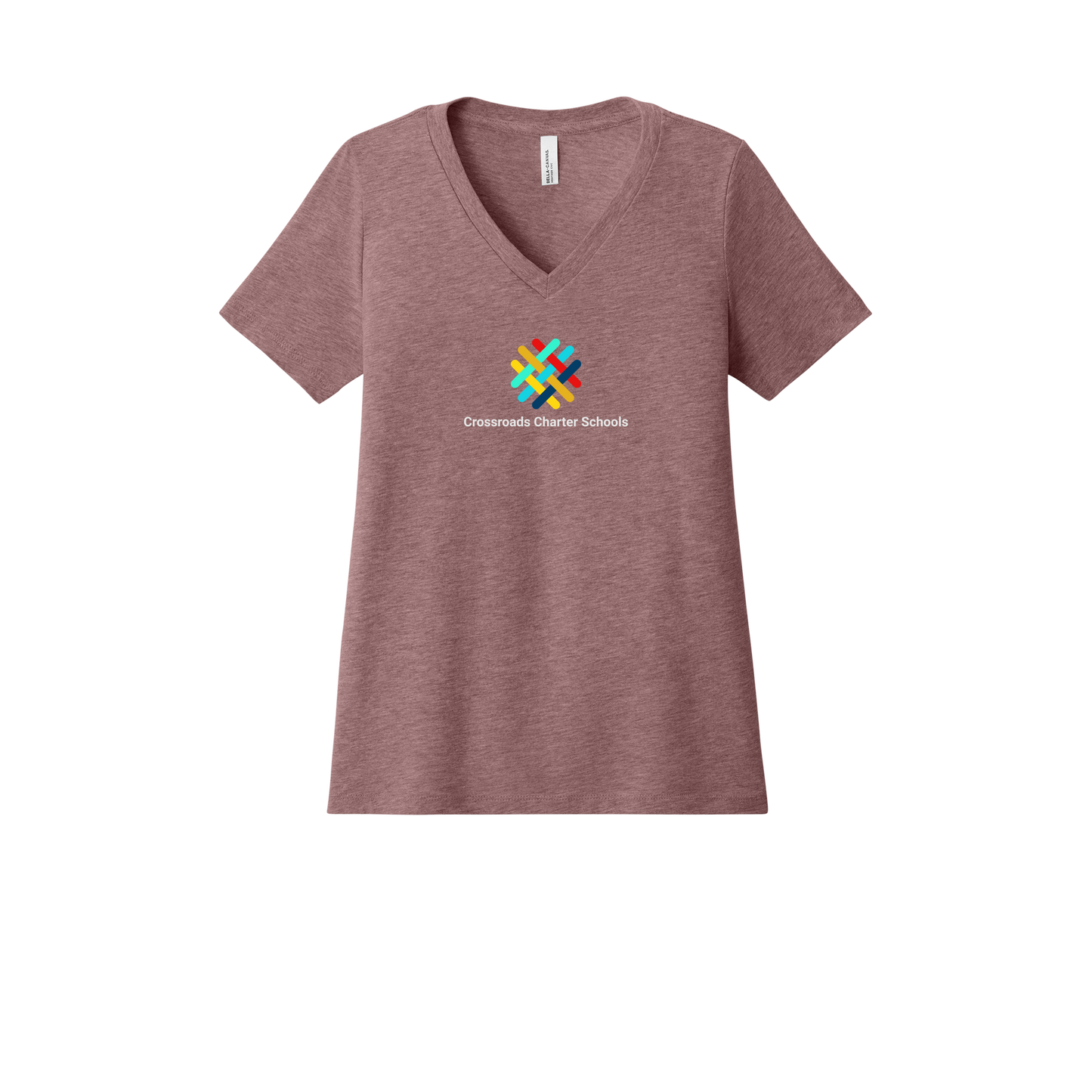 crossroadsschoolskc-womens-relaxed-v-neck-tee-dtf-front-6405CVC-heathermauve-flat-front