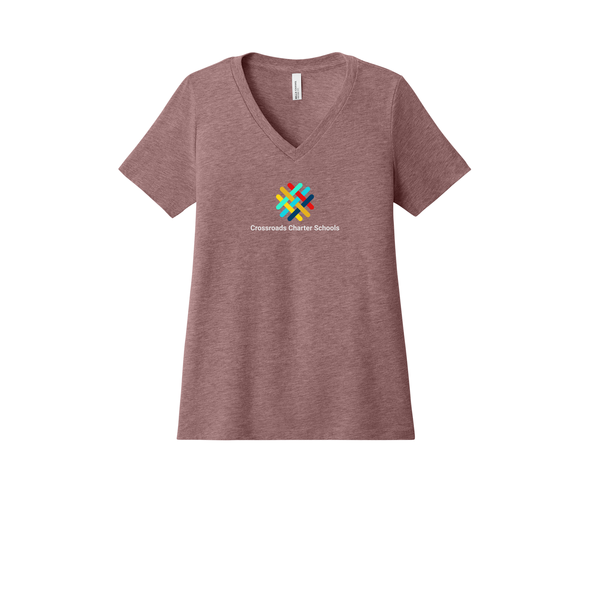 crossroadsschoolskc-womens-relaxed-v-neck-tee-dtf-front-6405CVC-heathermauve-flat-front