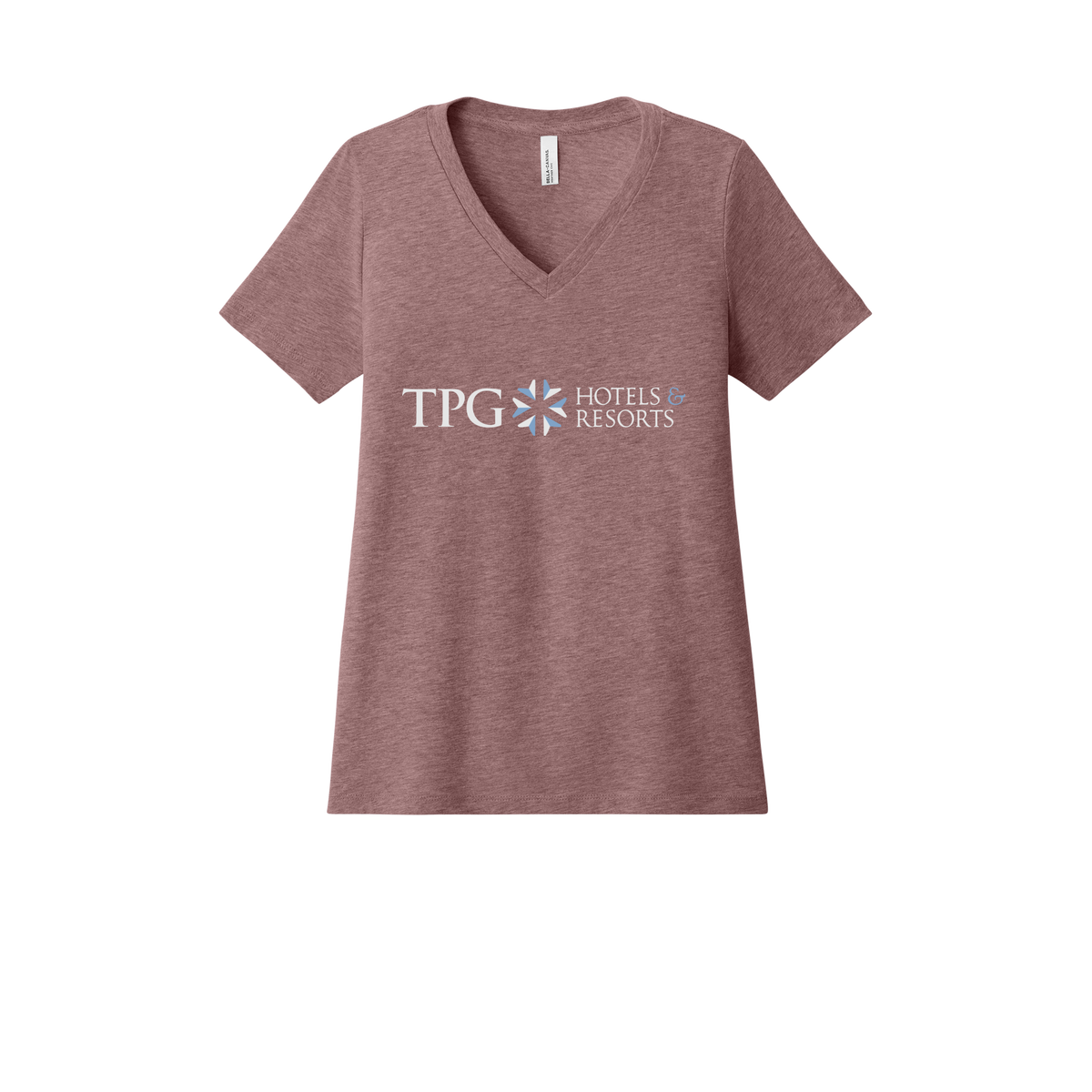 tpghotelsandresorts-womens-relaxed-v-neck-tee-dtf-front-6405CVC-heathermauve-flat-front