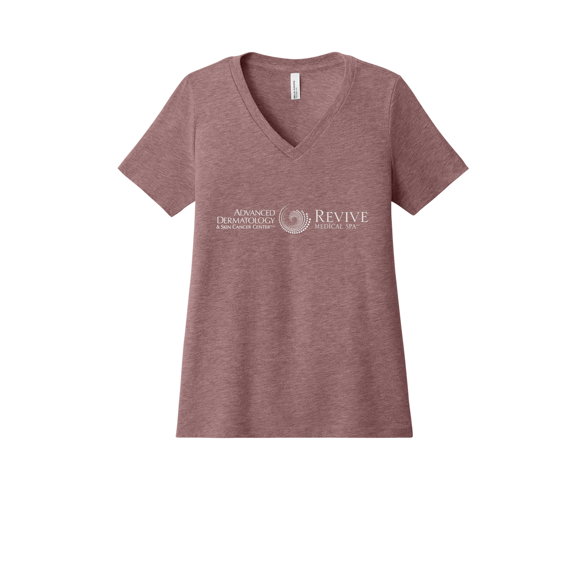advancedskinmd-womens-relaxed-v-neck-tee-dtf-front-6405CVC-heathermauve-flat-front