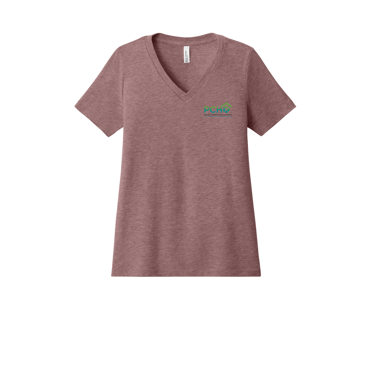 pcho-womens-relaxed-v-neck-tee-dtf-leftchest-6405CVC-heathermauve-flat-front