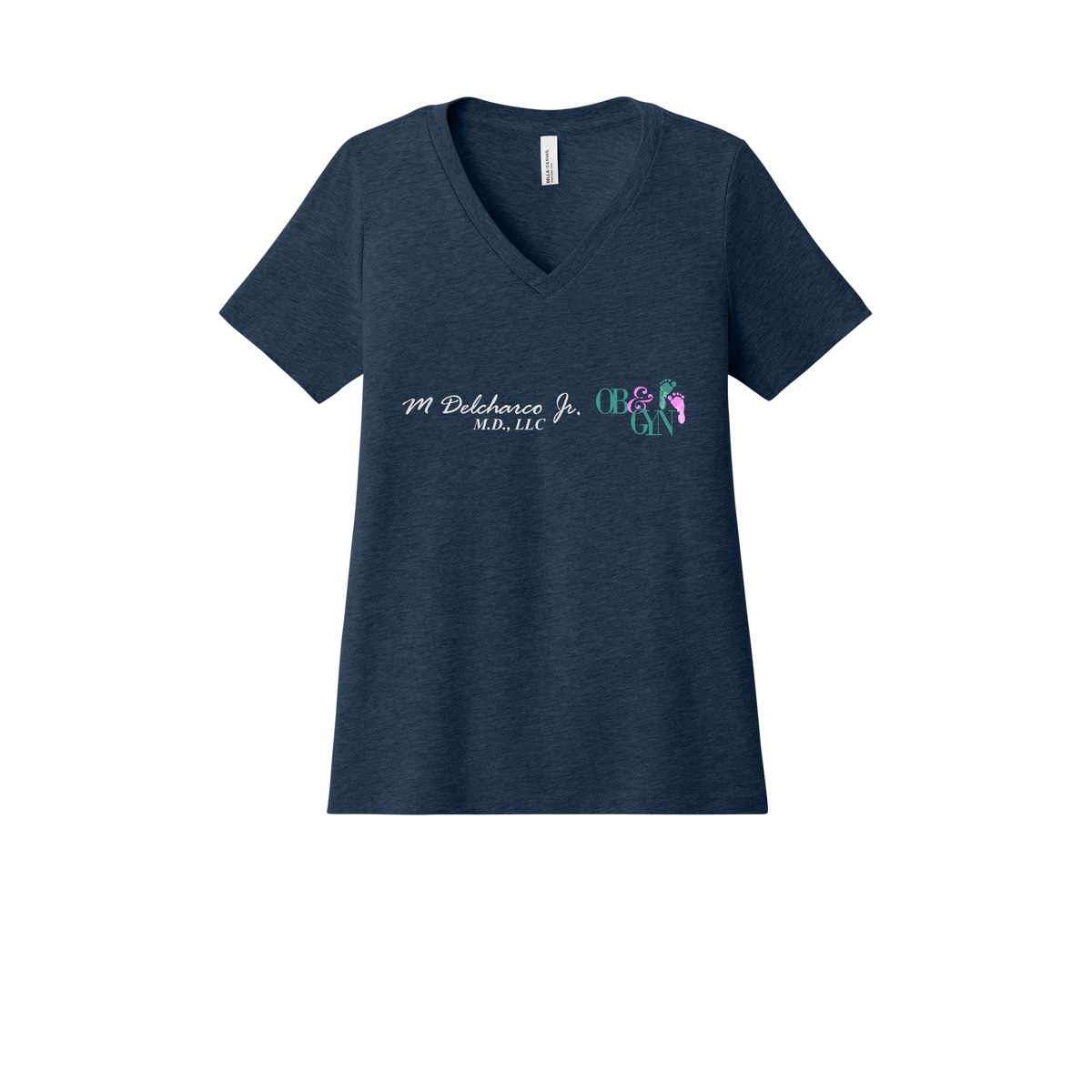 delcharco-womens-relaxed-v-neck-tee-dtf-front-6405CVC-heathernavy-flat-front