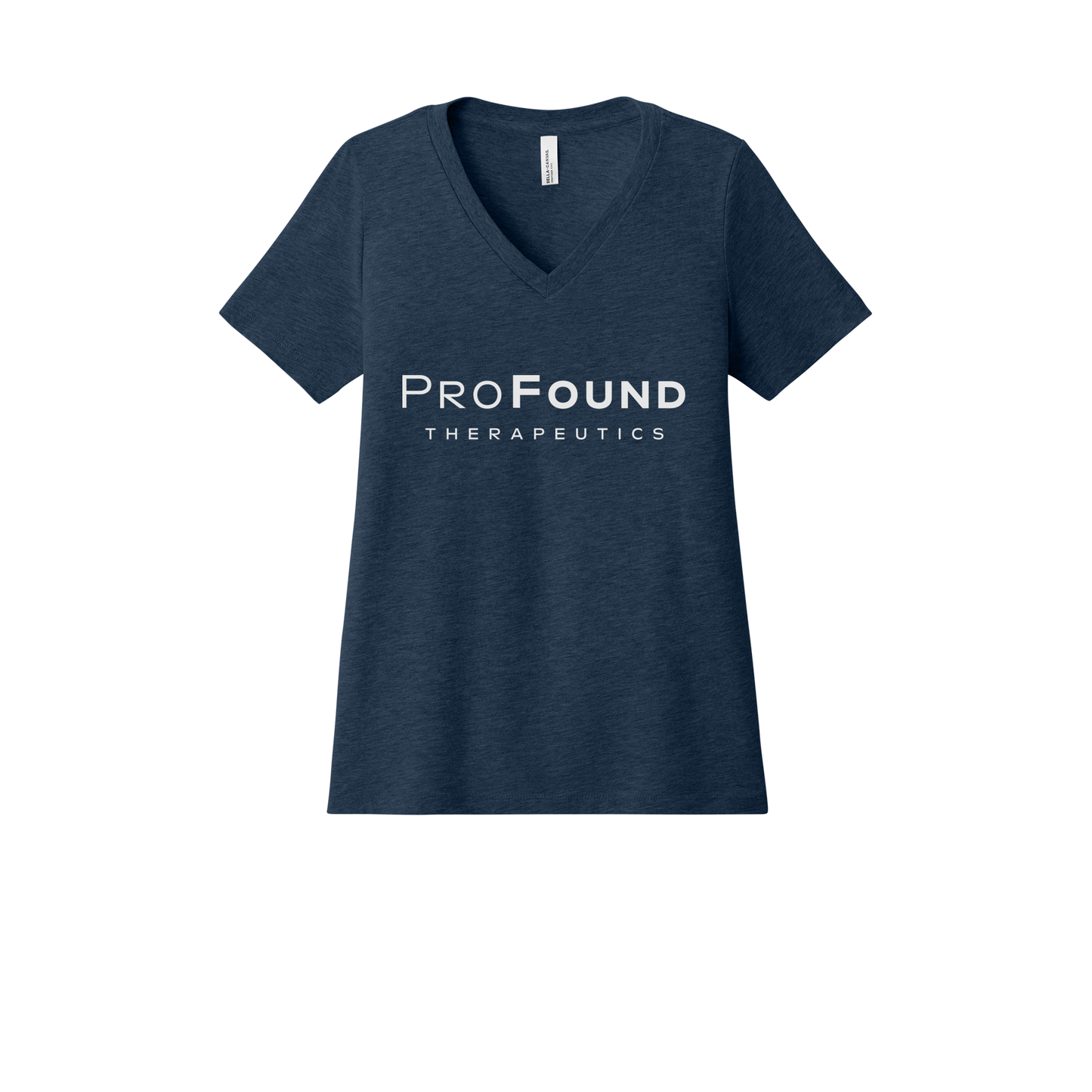 profoundtx-womens-relaxed-v-neck-tee-dtf-front-6405CVC-heathernavy-flat-front
