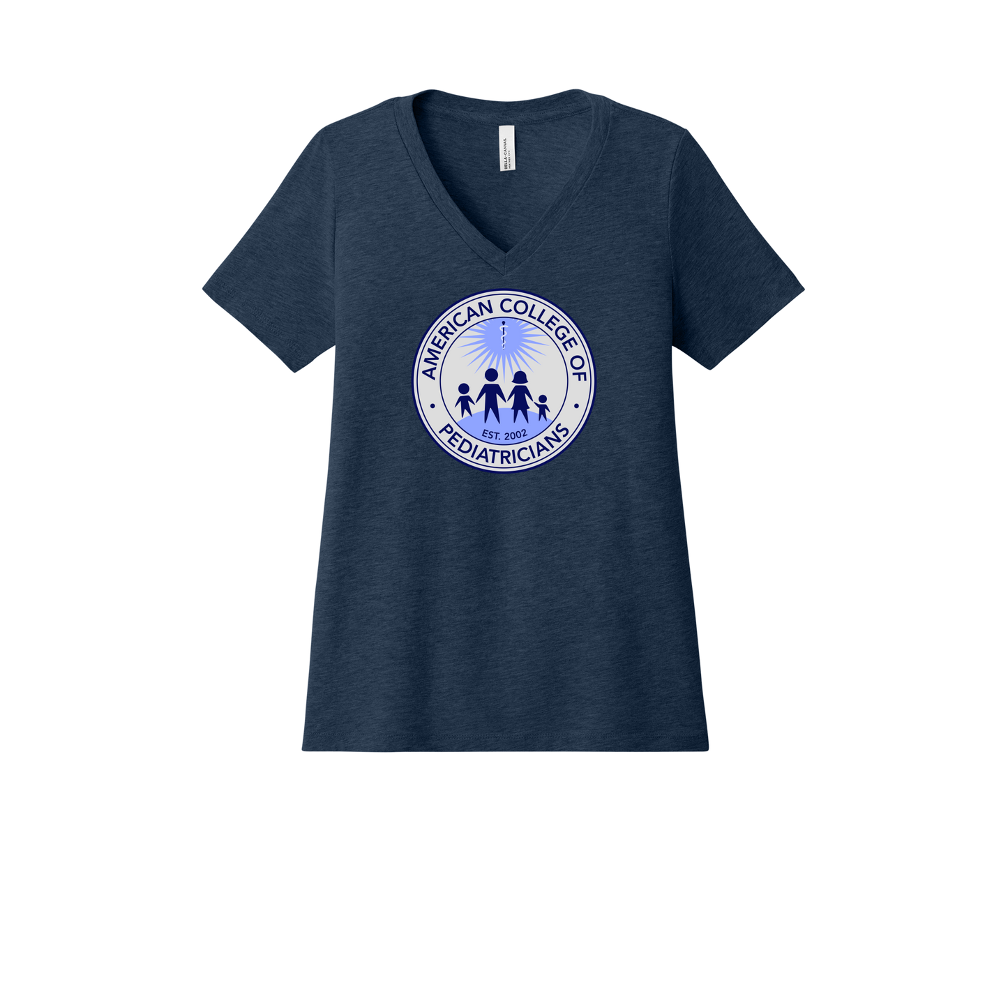 acpeds-womens-relaxed-v-neck-tee-dtf-front-6405CVC-heathernavy-flat-front