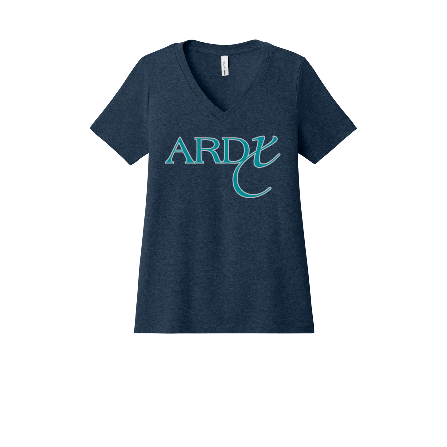 ardx-womens-relaxed-v-neck-tee-dtf-front-6405CVC-heathernavy-flat-front
