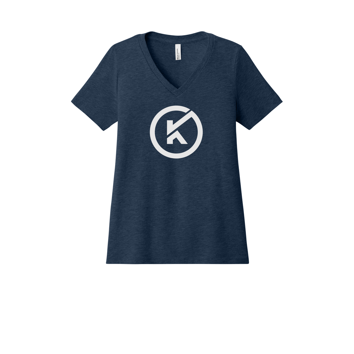 kitmanlabs-womens-relaxed-v-neck-tee-dtf-front-6405CVC-heathernavy-flat-front