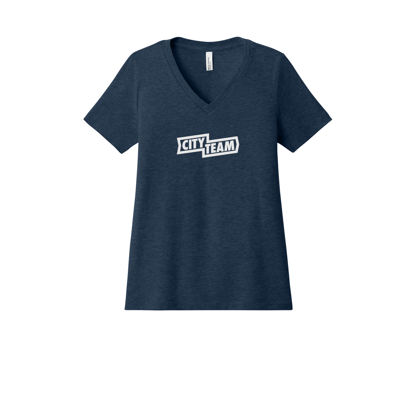 cityteam-womens-relaxed-v-neck-tee-dtf-front-6405CVC-heathernavy-flat-front