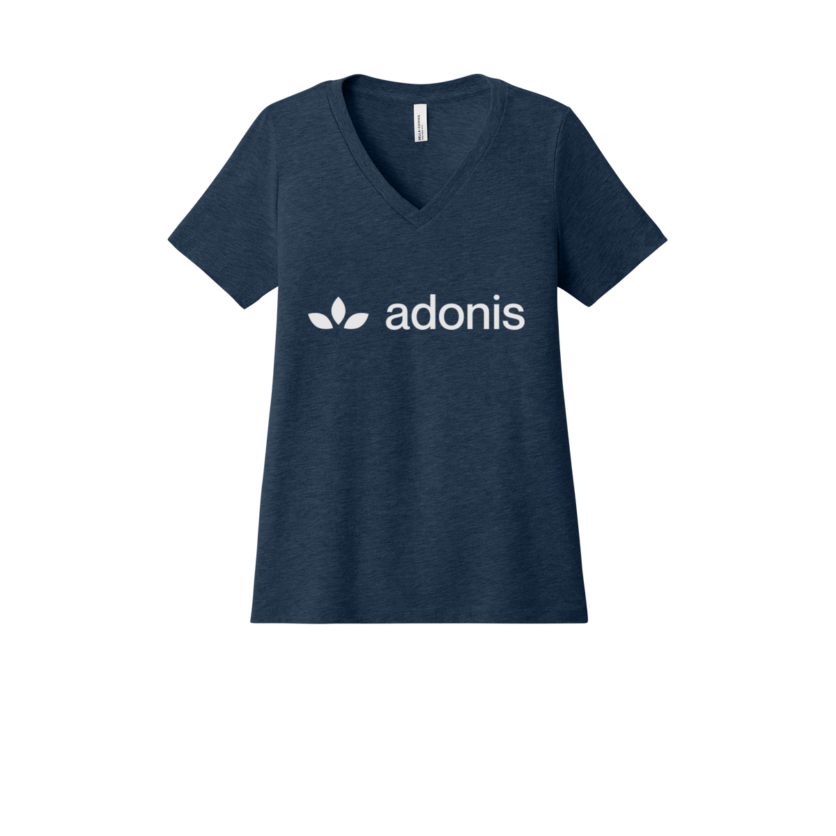 adonis-womens-relaxed-v-neck-tee-dtf-front-6405CVC-heathernavy-flat-front