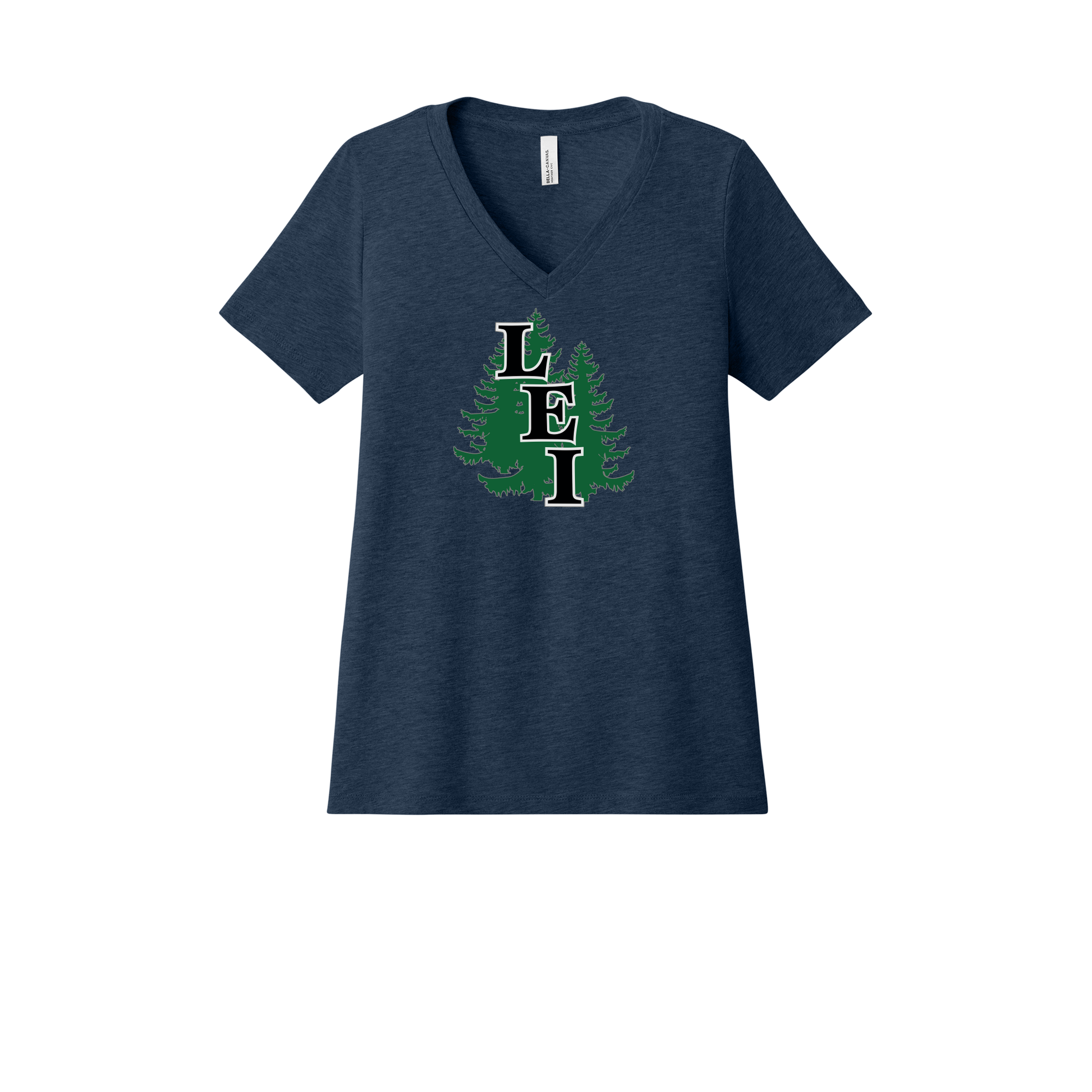 leisite-womens-relaxed-v-neck-tee-dtf-front-6405CVC-heathernavy-flat-front