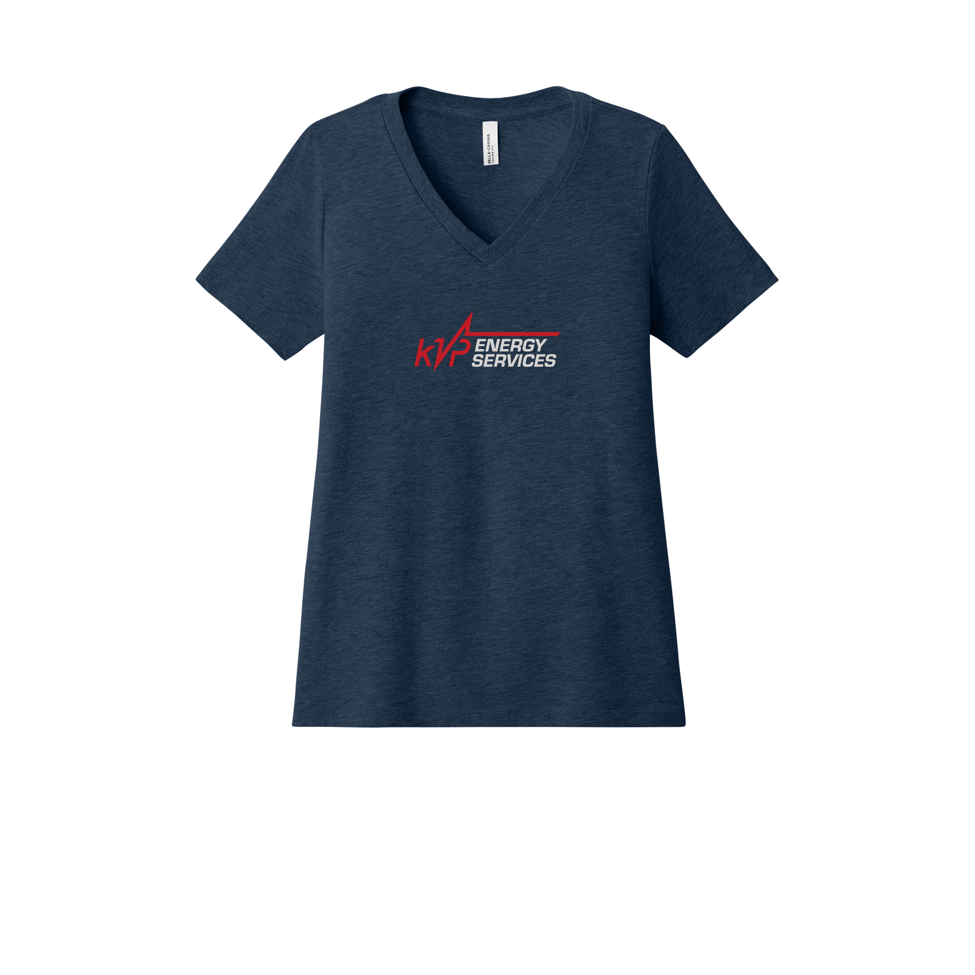 kvpenergy-womens-relaxed-v-neck-tee-dtf-front-6405CVC-heathernavy-flat-front