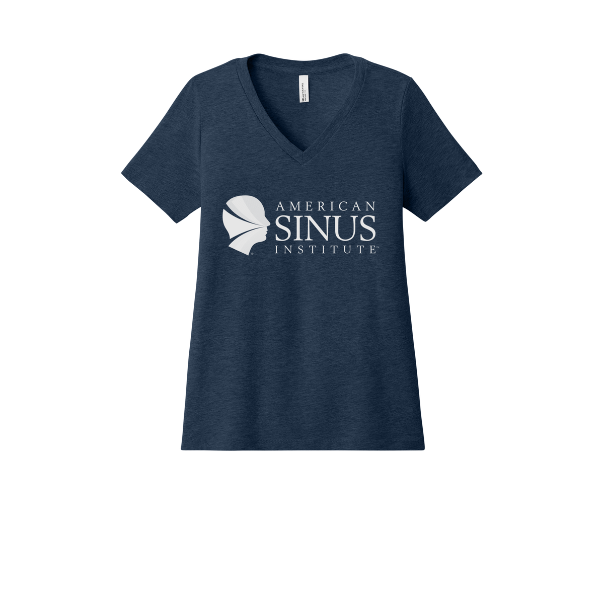 americansinus-womens-relaxed-v-neck-tee-dtf-front-6405CVC-heathernavy-flat-front