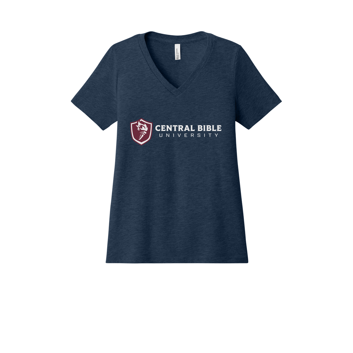 centralbible-womens-relaxed-v-neck-tee-dtf-front-6405CVC-heathernavy-flat-front
