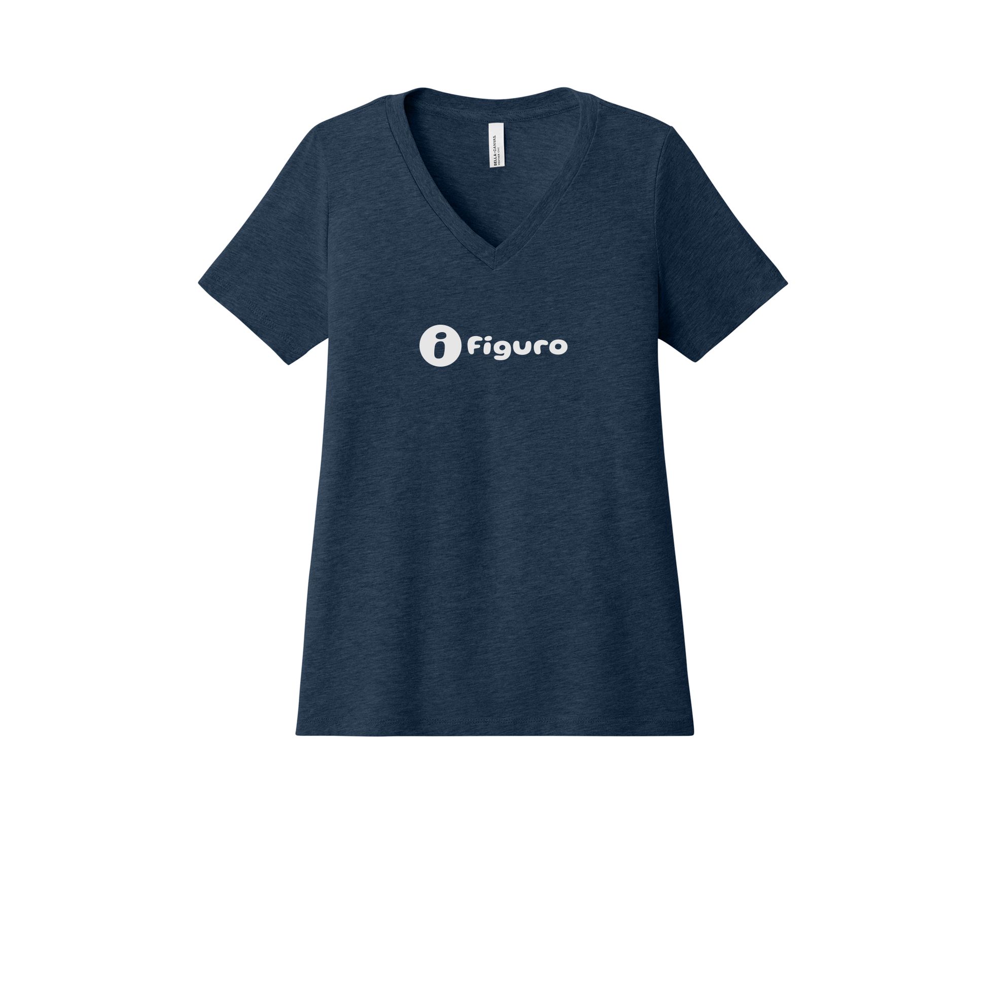 getfiguro-womens-relaxed-v-neck-tee-dtf-front-6405CVC-heathernavy-flat-front