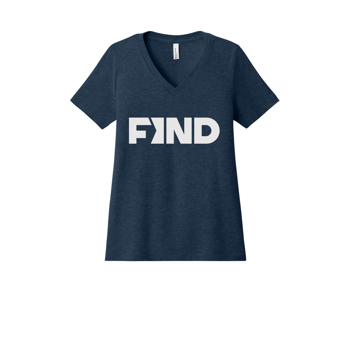 findrealestate-womens-relaxed-v-neck-tee-dtf-front-6405CVC-heathernavy-flat-front