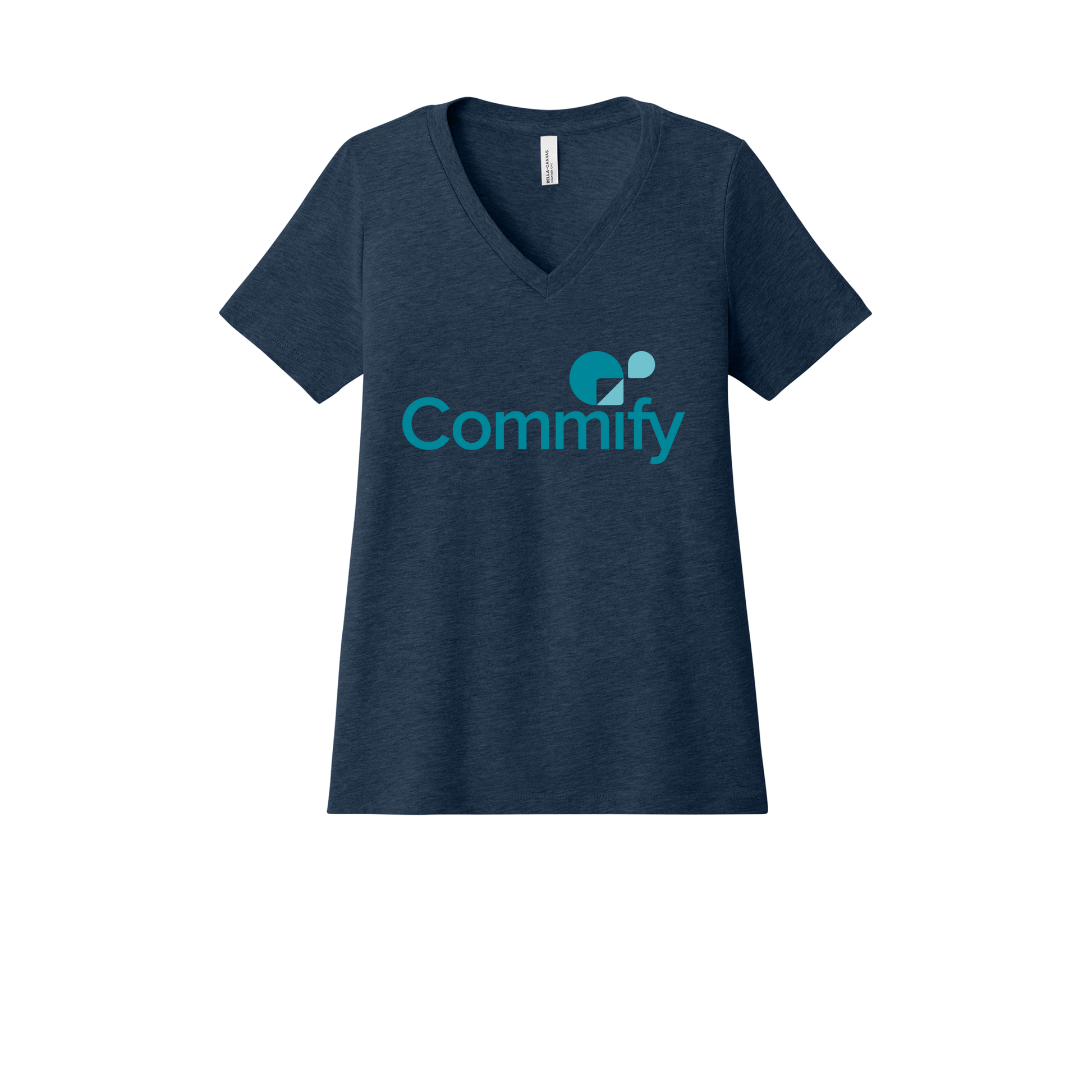 commify-womens-relaxed-v-neck-tee-dtf-front-6405CVC-heathernavy-flat-front