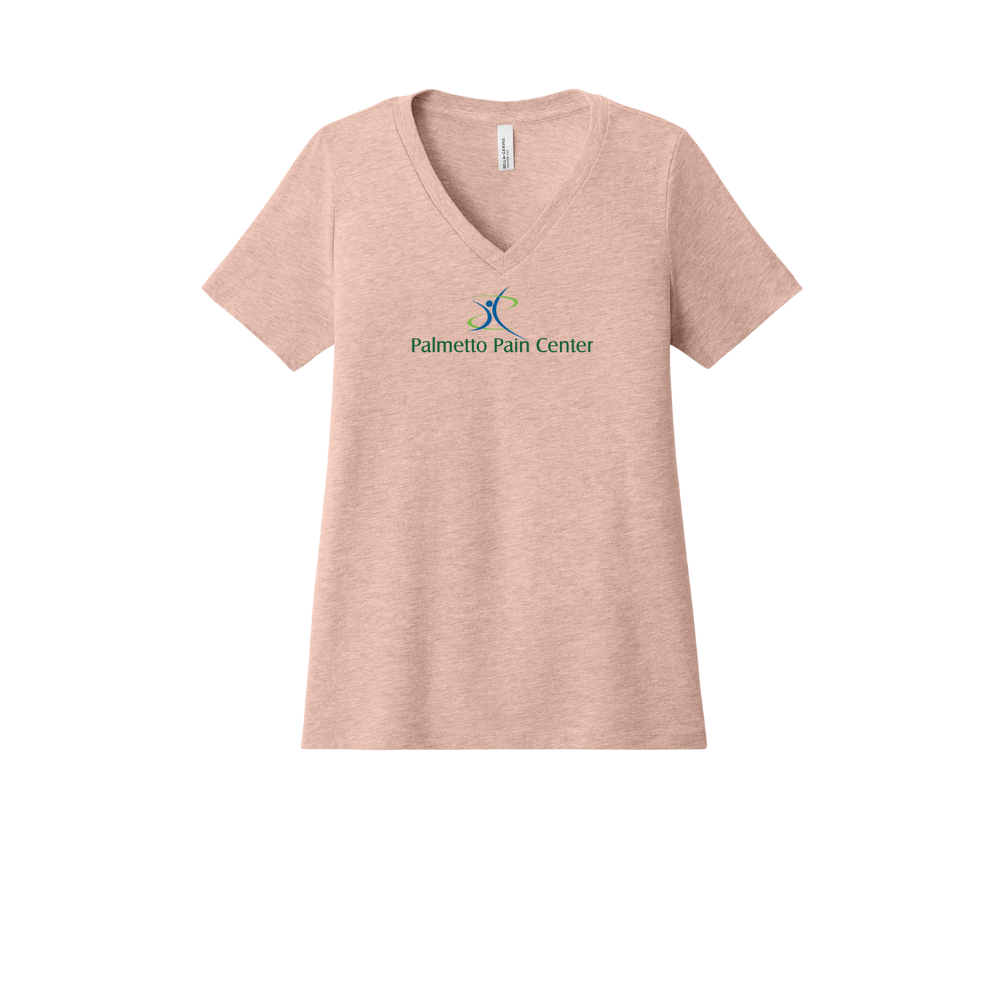 palmetto-pain-center-womens-relaxed-v-neck-tee-dtf-front-6405CVC-heatherpeach-flat-front