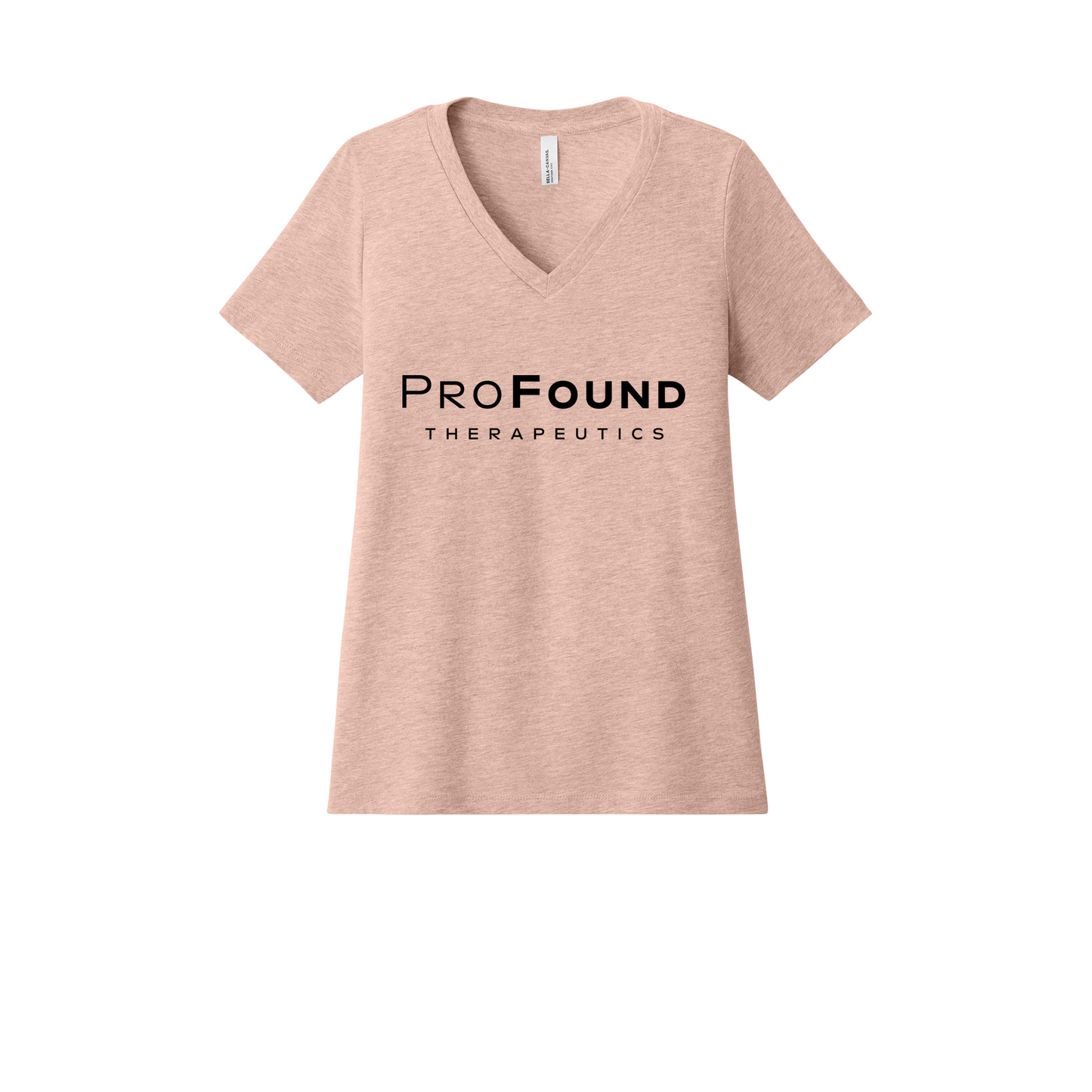 profoundtx-womens-relaxed-v-neck-tee-dtf-front-6405CVC-heatherpeach-flat-front
