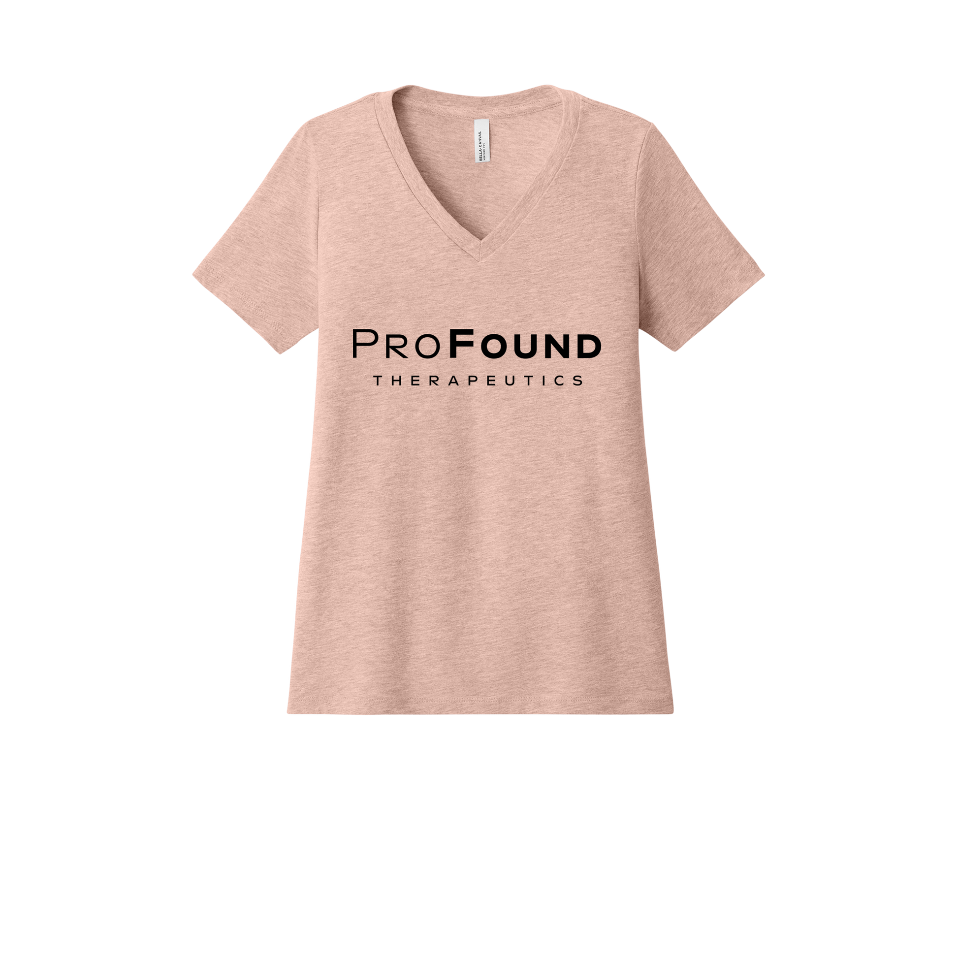 profoundtx-womens-relaxed-v-neck-tee-dtf-front-6405CVC-heatherpeach-flat-front