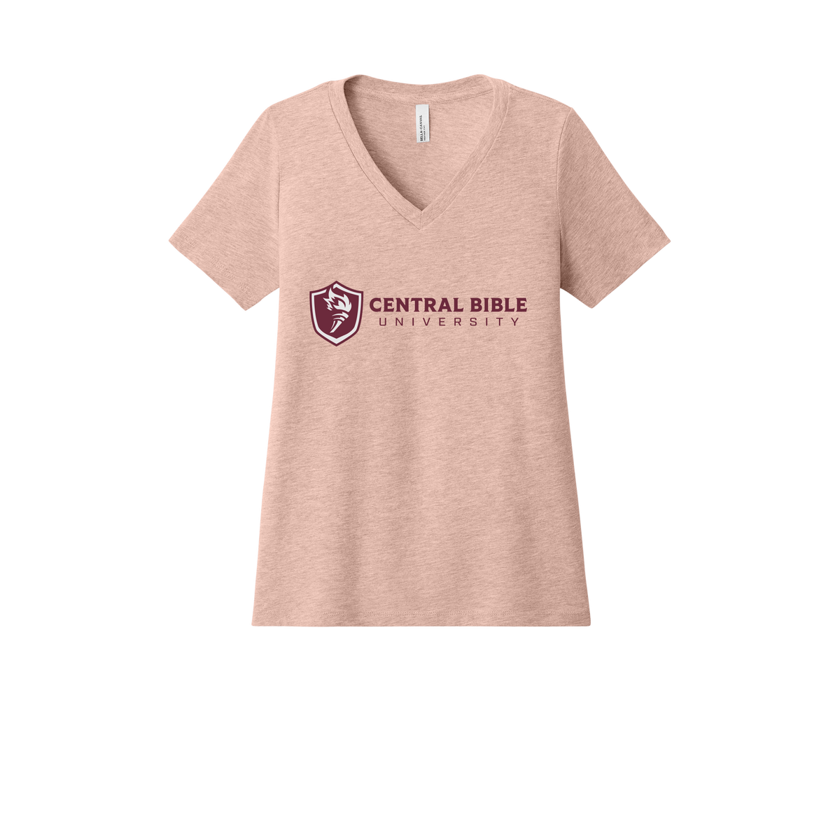 centralbible-womens-relaxed-v-neck-tee-dtf-front-6405CVC-heatherpeach-flat-front