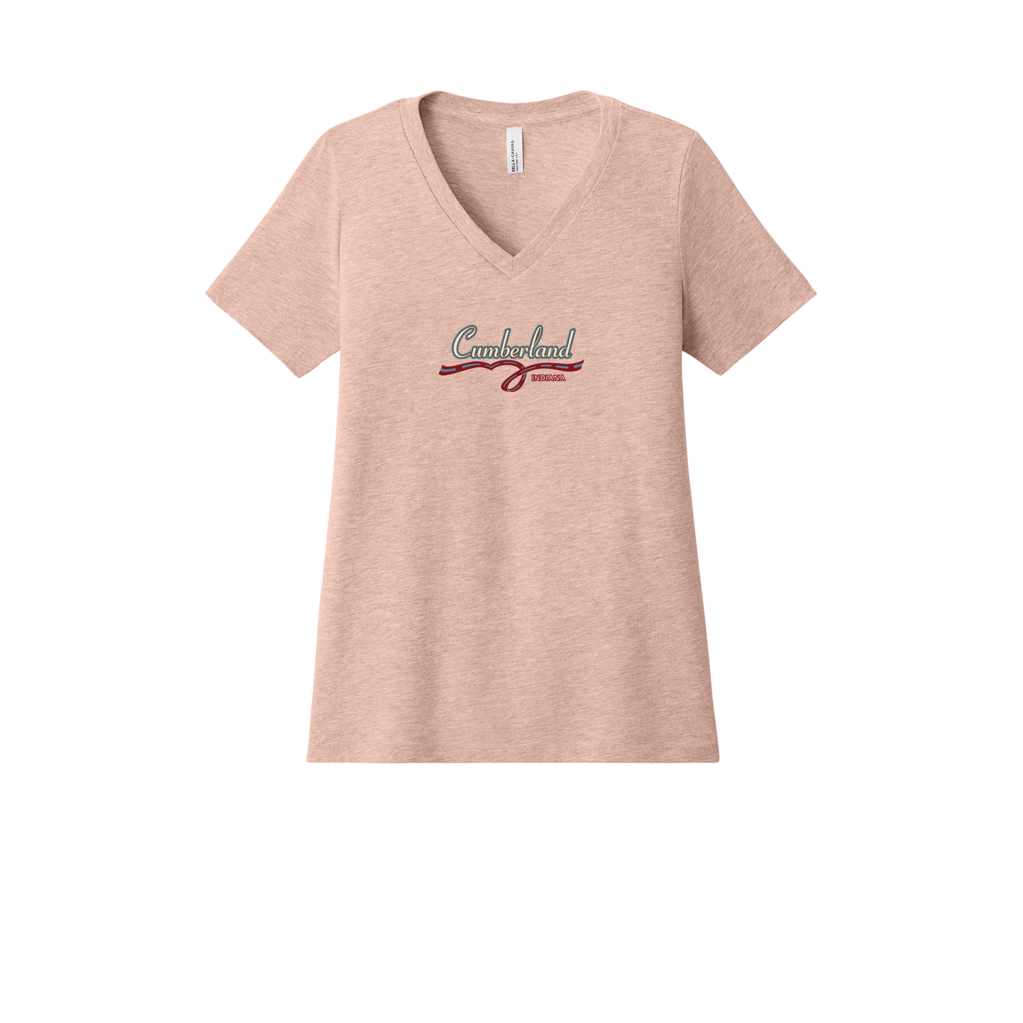 cumberland-womens-relaxed-v-neck-tee-dtf-front-6405CVC-heatherpeach-flat-front
