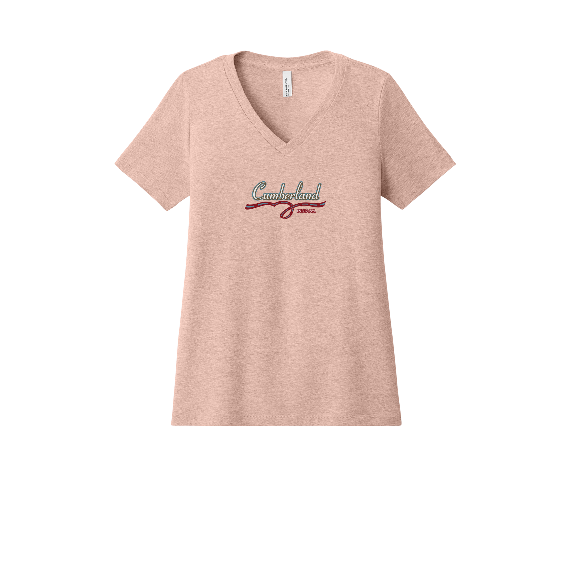 cumberland-womens-relaxed-v-neck-tee-dtf-front-6405CVC-heatherpeach-flat-front