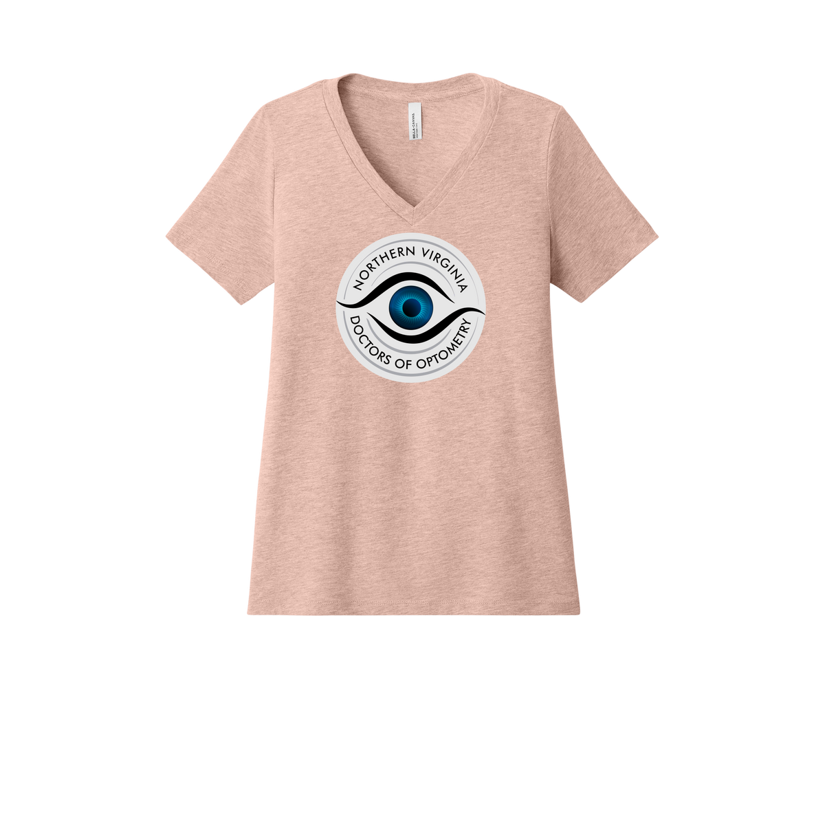 novaeyedocs-womens-relaxed-v-neck-tee-dtf-front-6405CVC-heatherpeach-flat-front