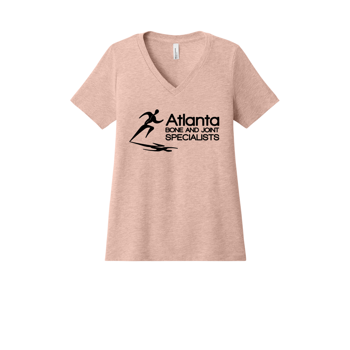atlantaboneandjoint-womens-relaxed-v-neck-tee-dtf-front-6405CVC-heatherpeach-flat-front