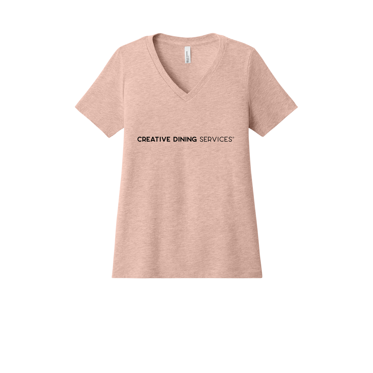 creativedining-womens-relaxed-v-neck-tee-dtf-front-6405CVC-heatherpeach-flat-front