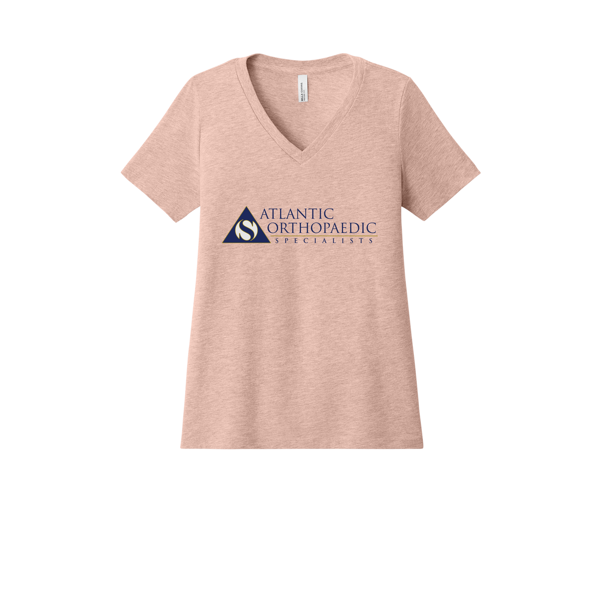 atlanticortho-womens-relaxed-v-neck-tee-dtf-front-6405CVC-heatherpeach-flat-front