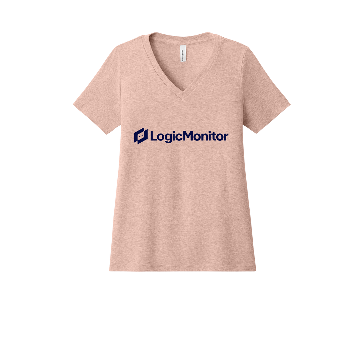 logicmonitor-womens-relaxed-v-neck-tee-dtf-front-6405CVC-heatherpeach-flat-front