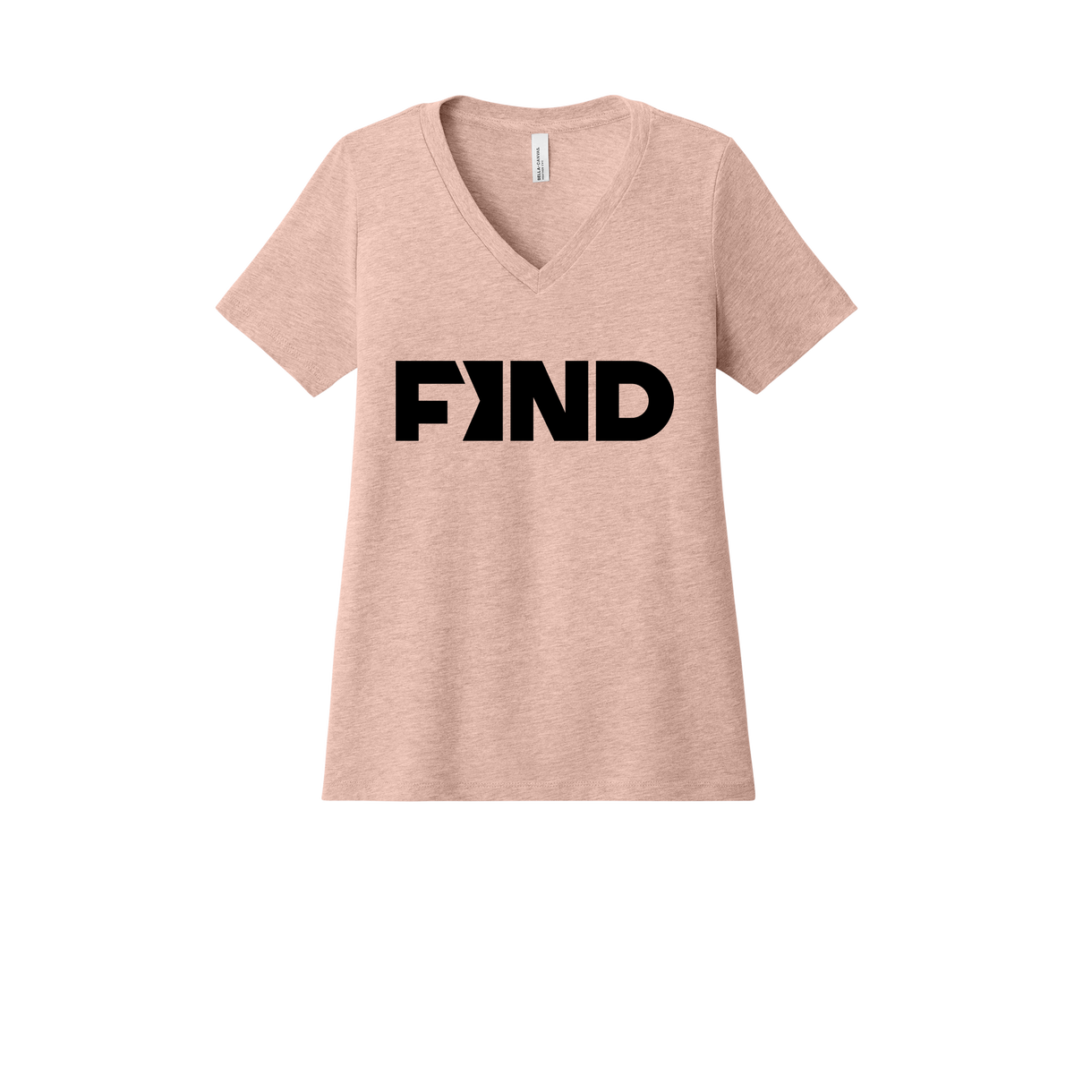 findrealestate-womens-relaxed-v-neck-tee-dtf-front-6405CVC-heatherpeach-flat-front