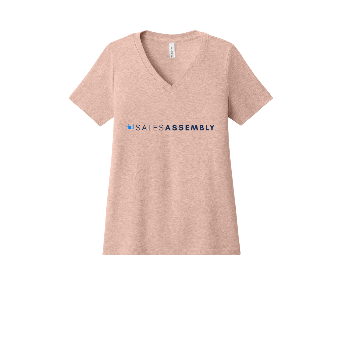 salesassembly-womens-relaxed-v-neck-tee-dtf-front-6405CVC-heatherpeach-flat-front