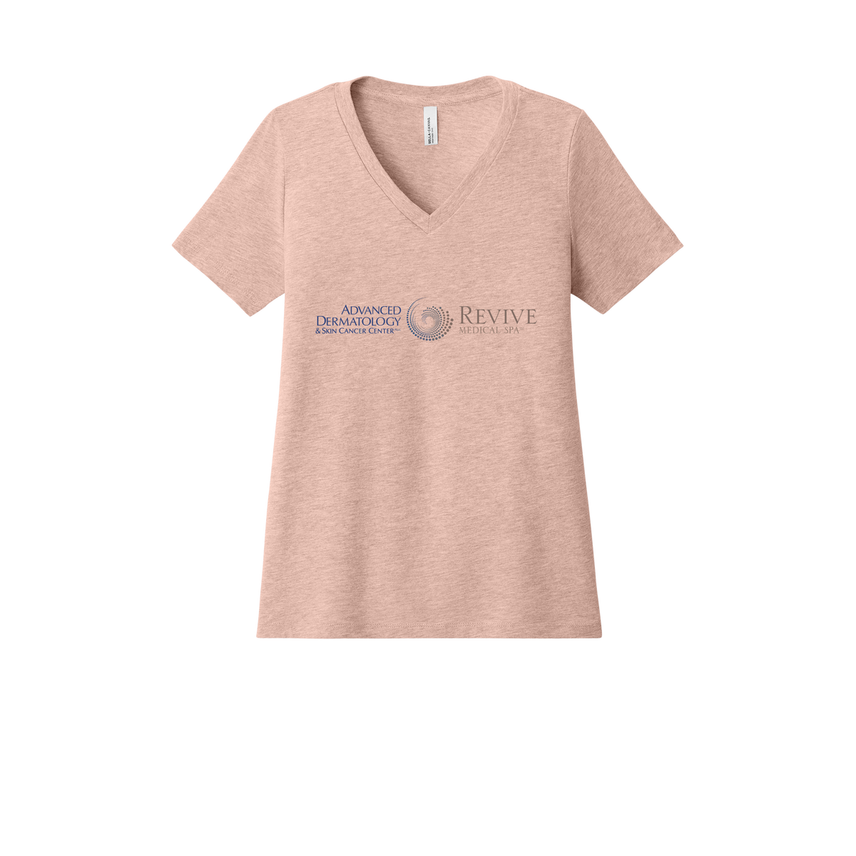 advancedskinmd-womens-relaxed-v-neck-tee-dtf-front-6405CVC-heatherpeach-flat-front