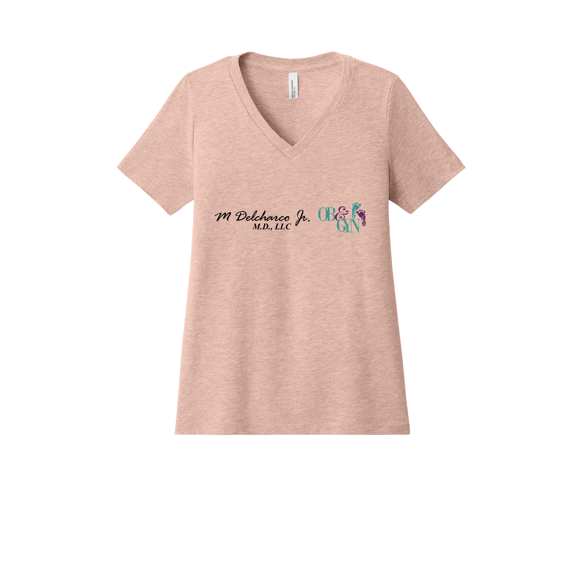 delcharco-womens-relaxed-v-neck-tee-dtf-front-6405CVC-heatherpeach-flat-front