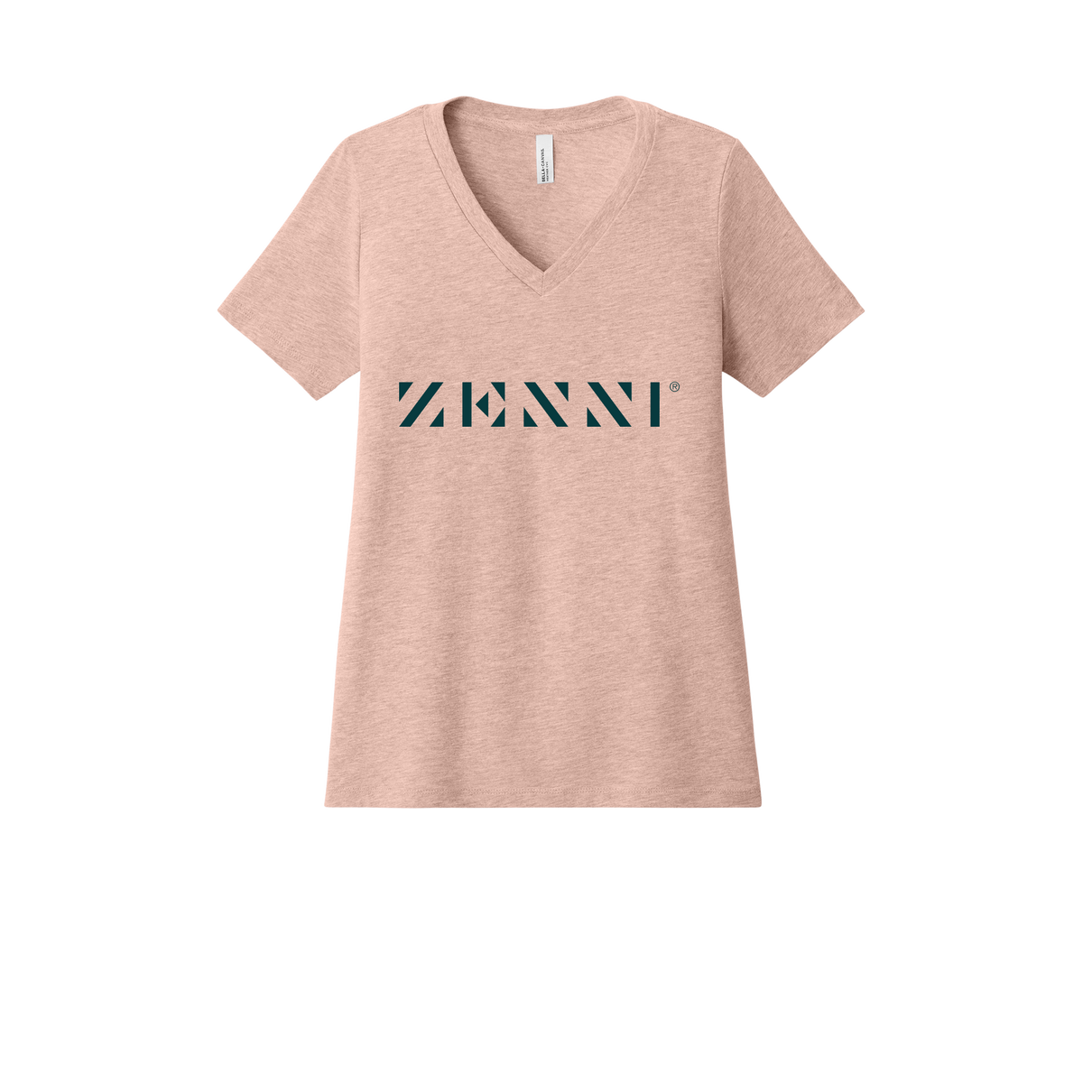 zennioptical-womens-relaxed-v-neck-tee-dtf-front-6405CVC-heatherpeach-flat-front