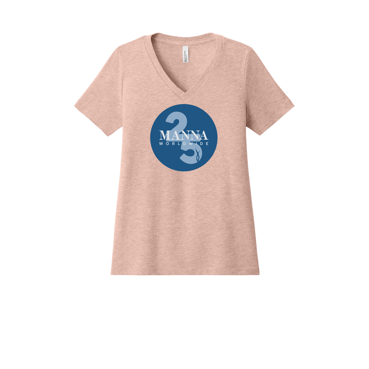 mannaworldwide-womens-relaxed-v-neck-tee-dtf-front-6405CVC-heatherpeach-flat-front