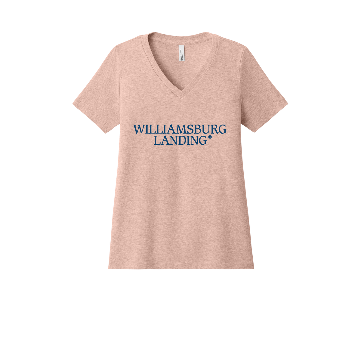 williamsburglanding-womens-relaxed-v-neck-tee-dtf-front-6405CVC-heatherpeach-flat-front