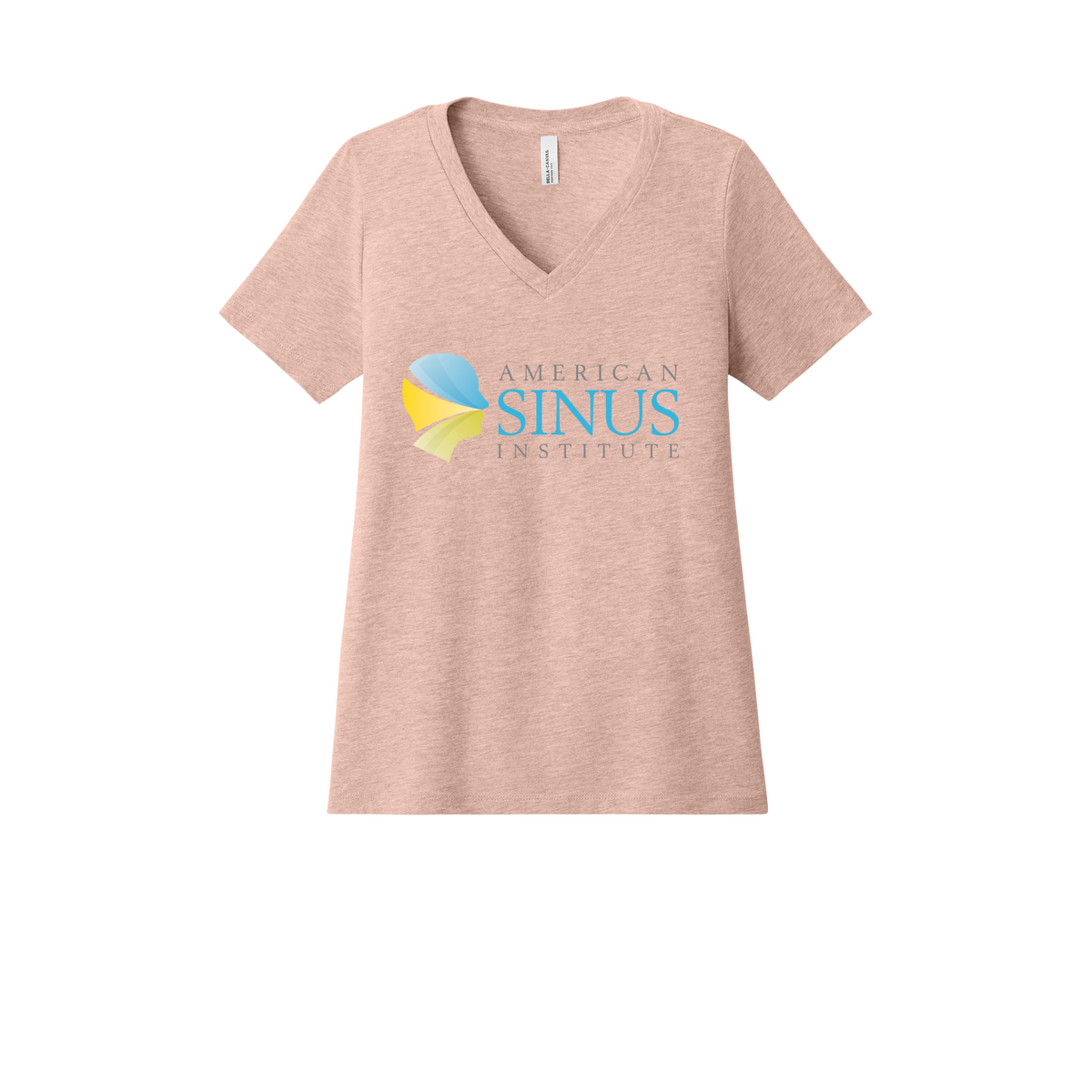 americansinus-womens-relaxed-v-neck-tee-dtf-front-6405CVC-heatherpeach-flat-front