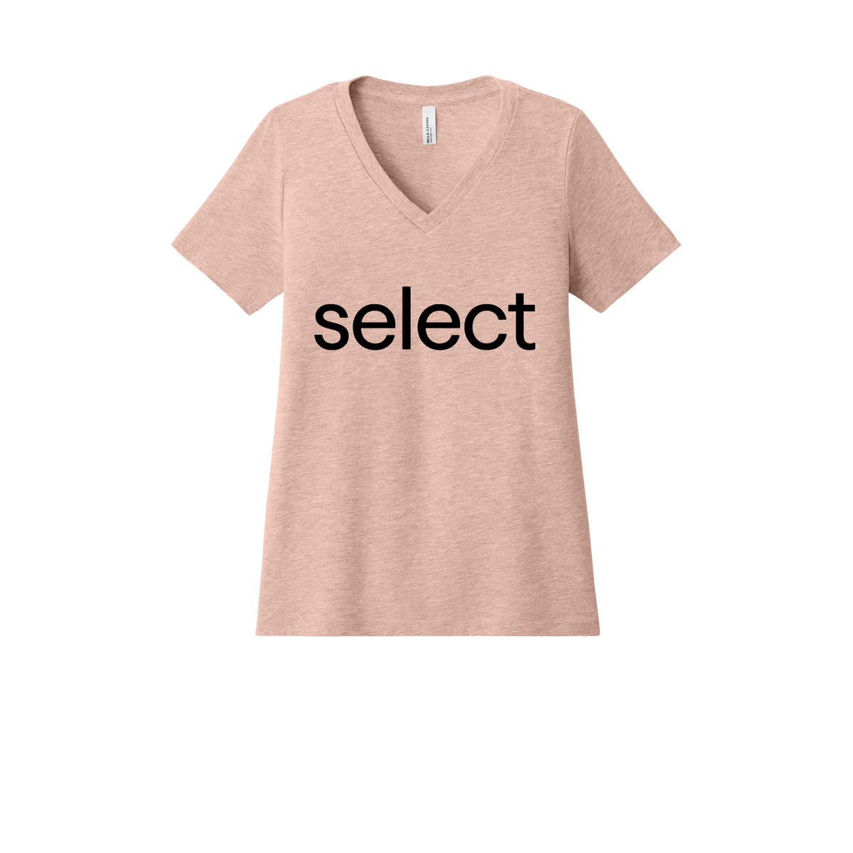 meetselect-womens-relaxed-v-neck-tee-dtf-front-6405CVC-heatherpeach-flat-front