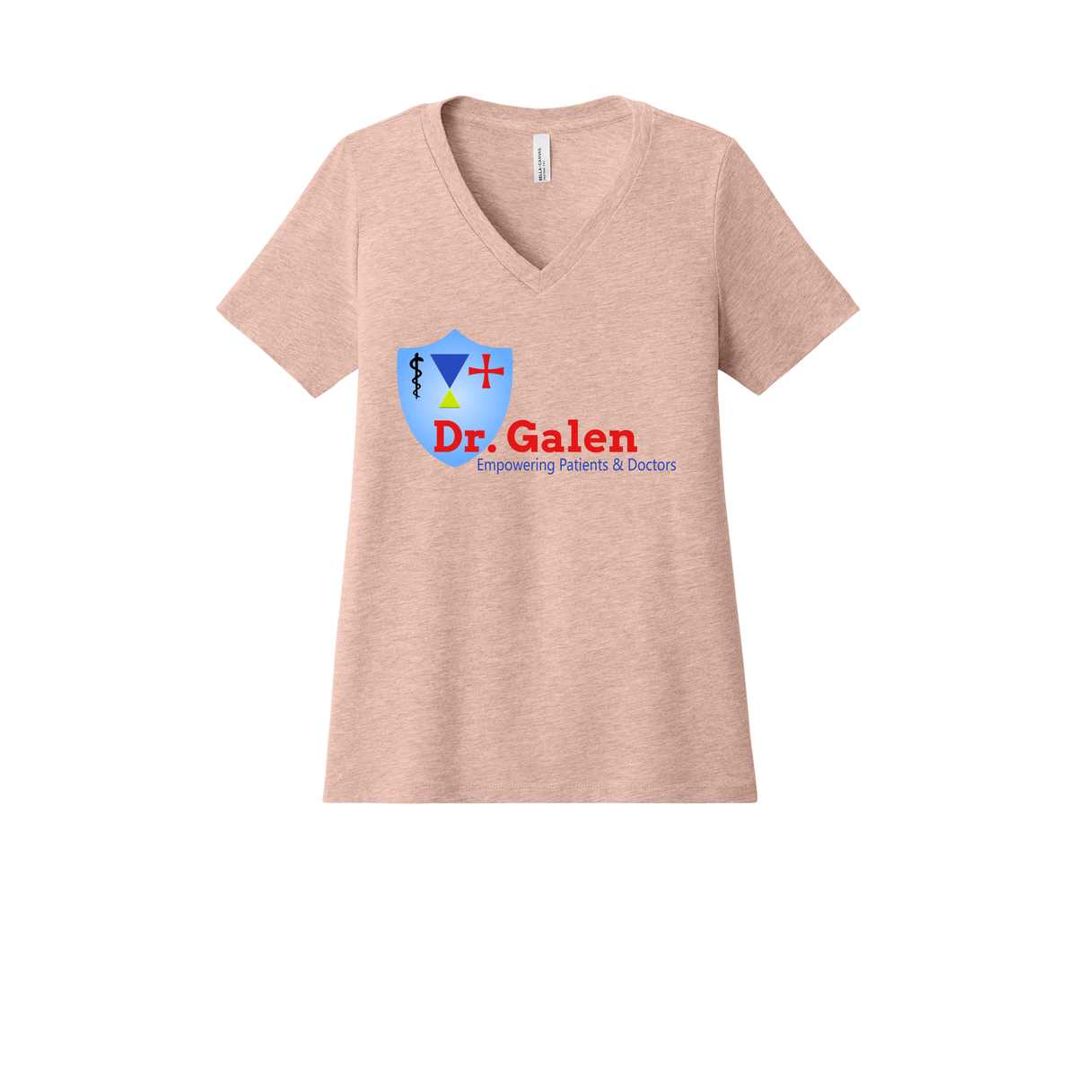 drgalen-womens-relaxed-v-neck-tee-dtf-front-6405CVC-heatherpeach-flat-front