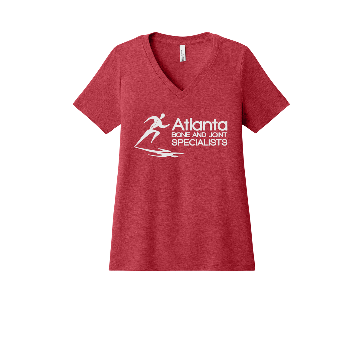 atlantaboneandjoint-womens-relaxed-v-neck-tee-dtf-front-6405CVC-heatherred-flat-front