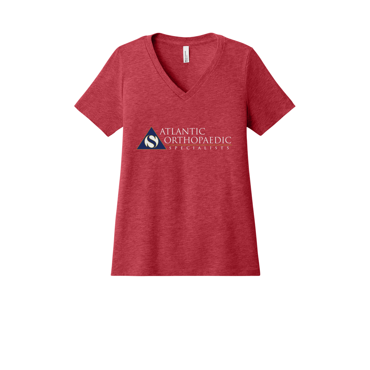 atlanticortho-womens-relaxed-v-neck-tee-dtf-front-6405CVC-heatherred-flat-front