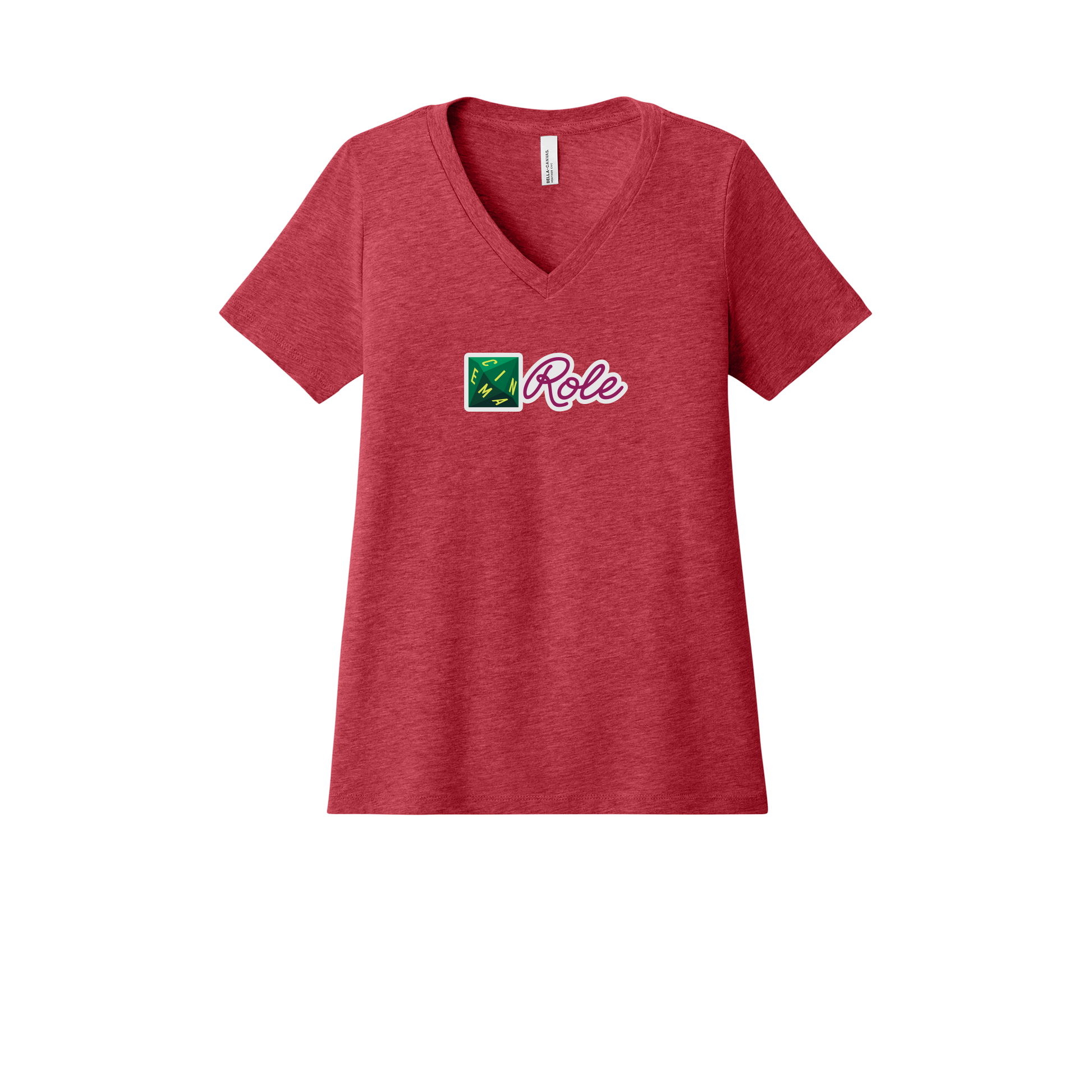 cinemarole-womens-relaxed-v-neck-tee-dtf-front-6405CVC-heatherred-flat-front