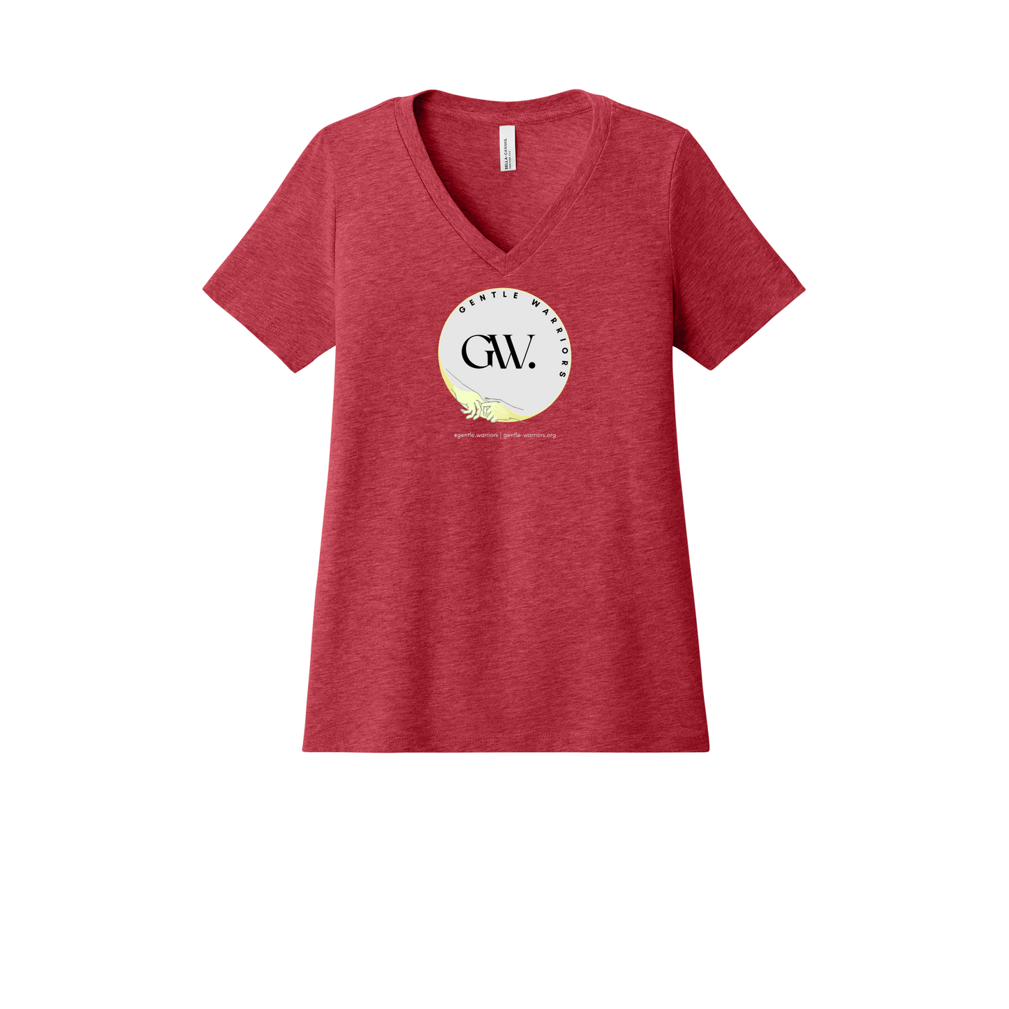 gentle-warriors-womens-relaxed-v-neck-tee-dtf-front-6405CVC-heatherred-flat-front