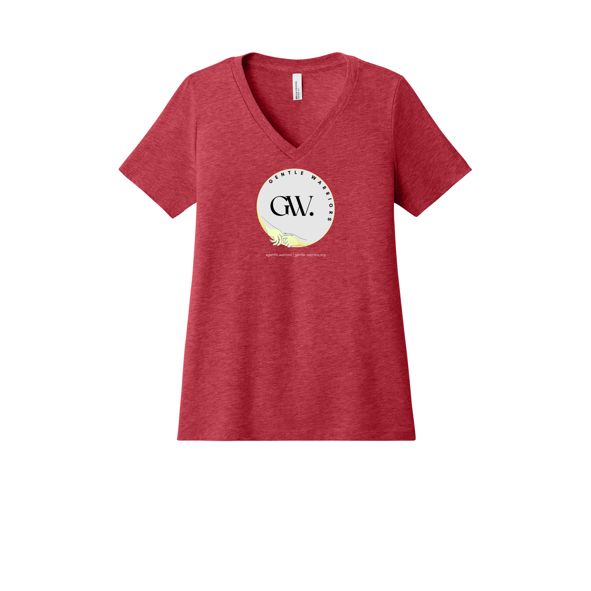 gentle-warriors-womens-relaxed-v-neck-tee-dtf-front-6405CVC-heatherred-flat-front