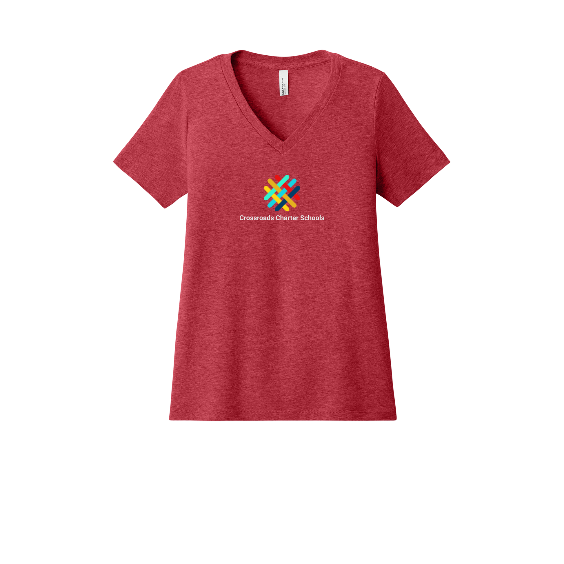 crossroadsschoolskc-womens-relaxed-v-neck-tee-dtf-front-6405CVC-heatherred-flat-front